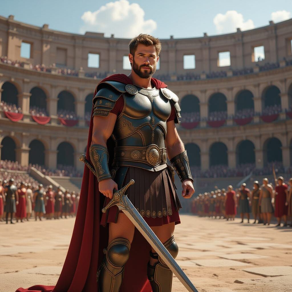 Victorious Gladiator in Ancient Roman Coliseum