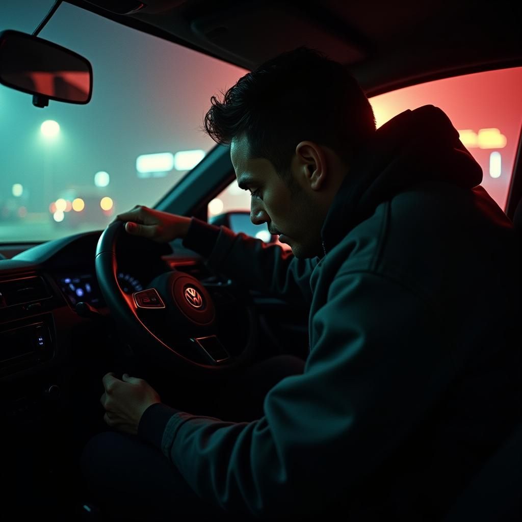 Volkswagen Driver in Moody, Cinematic Film Still