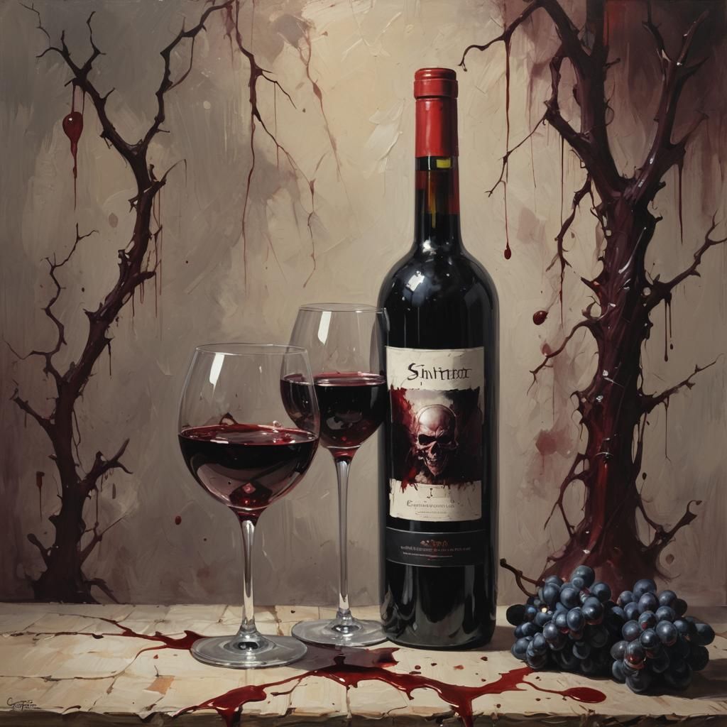 Sinister Red Wine Still Life
