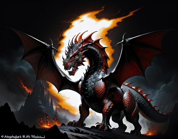Majestic Dragon in Dynamic Fantasy Art Style