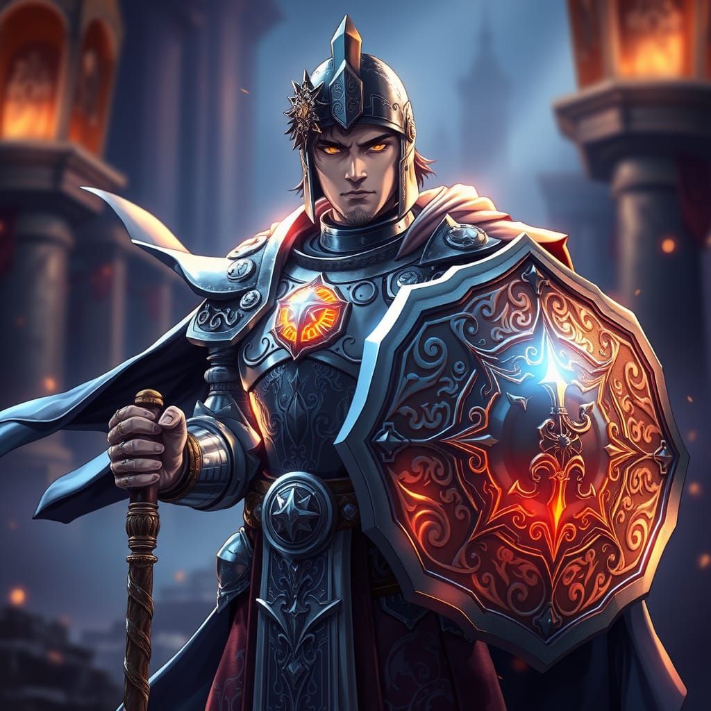 Surreal Warrior of Light in Shining Plate Armor