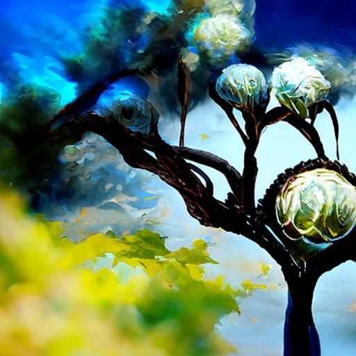 Tree of Creation with Crystal Fruit, Impressionistic Style