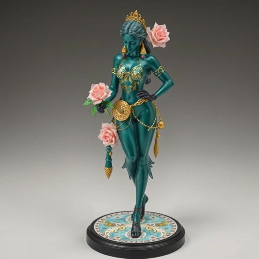 Goddess with Tattoos in Baroque Oil Painting Style