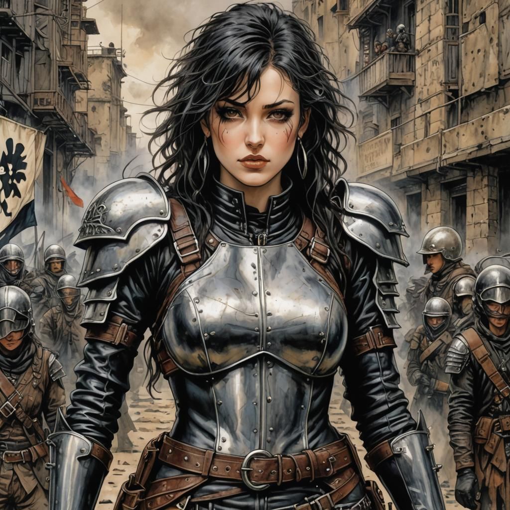 Post-Apocalyptic Woman in Leather Armor