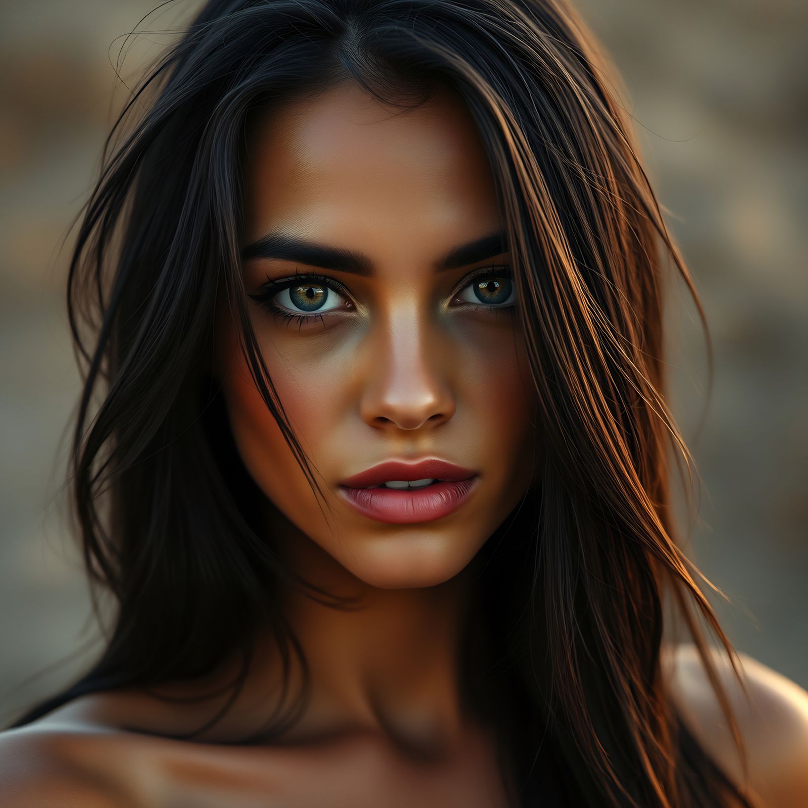 Hyperrealistic Thai Girl in Sunset Light