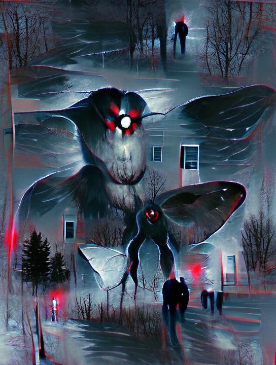 Sinister Mothman Illustration in Fantasy Art Style