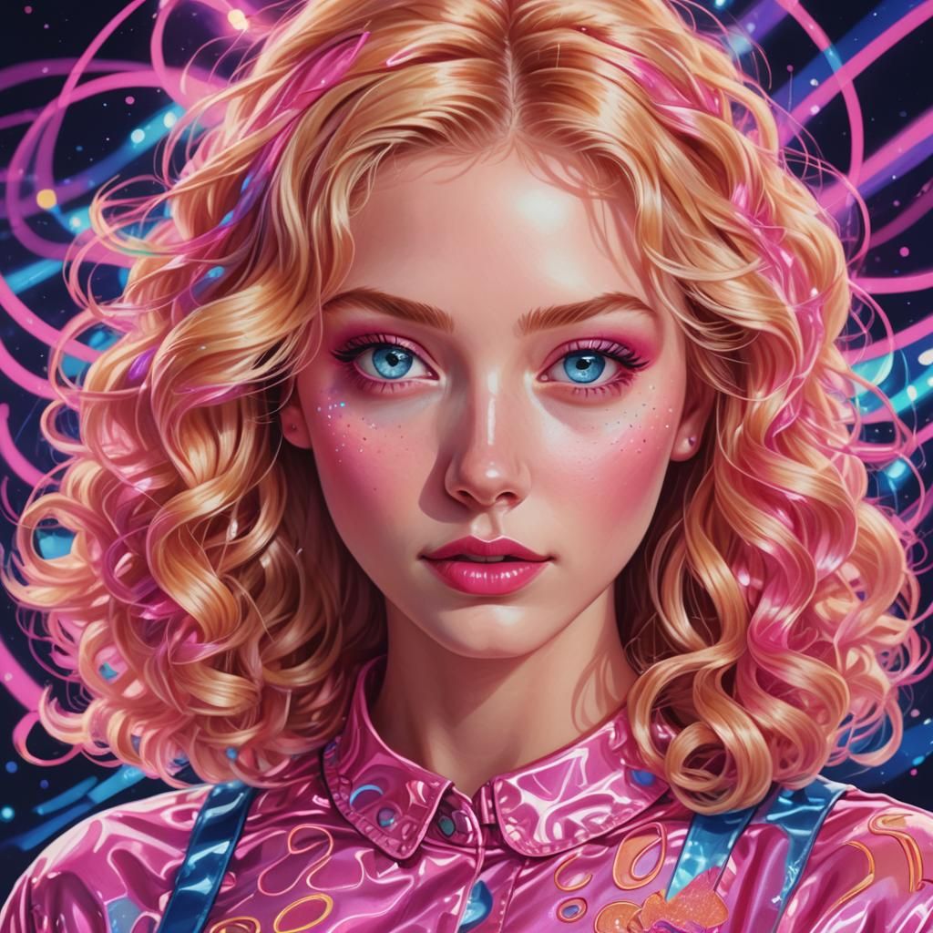 Cosmic Pop Art: Blonde Teenager Portrait