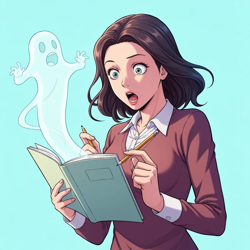 Woman with Ghostly Companion Plans Project in Studio Trigger...
