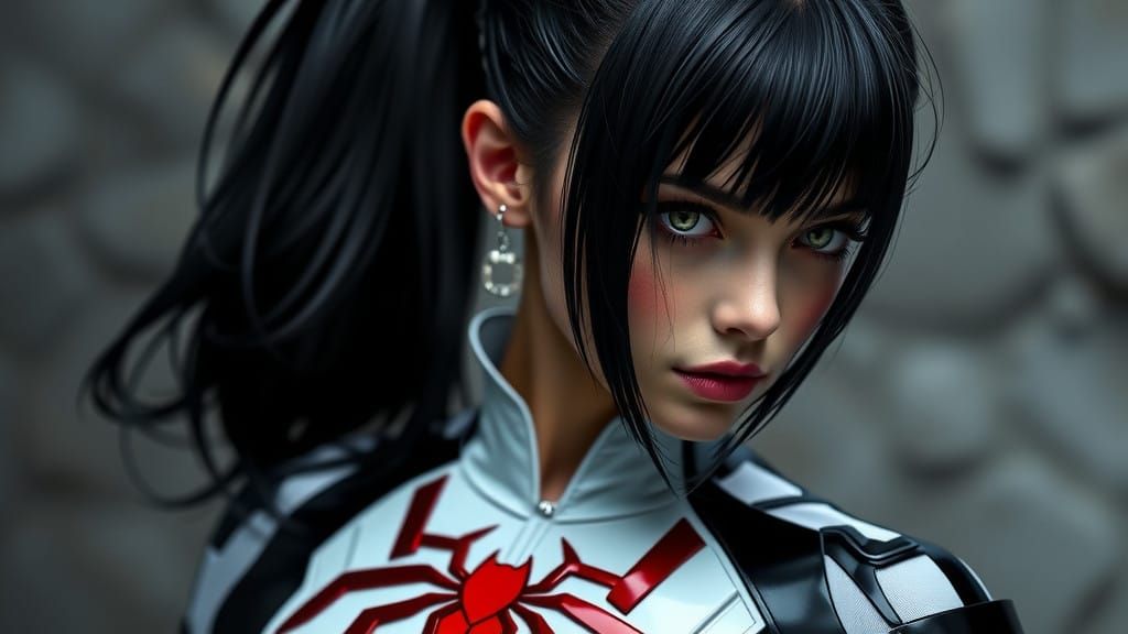 Hyper-Realistic Spidersona in Cyberpunk-Inspired Costume wit...