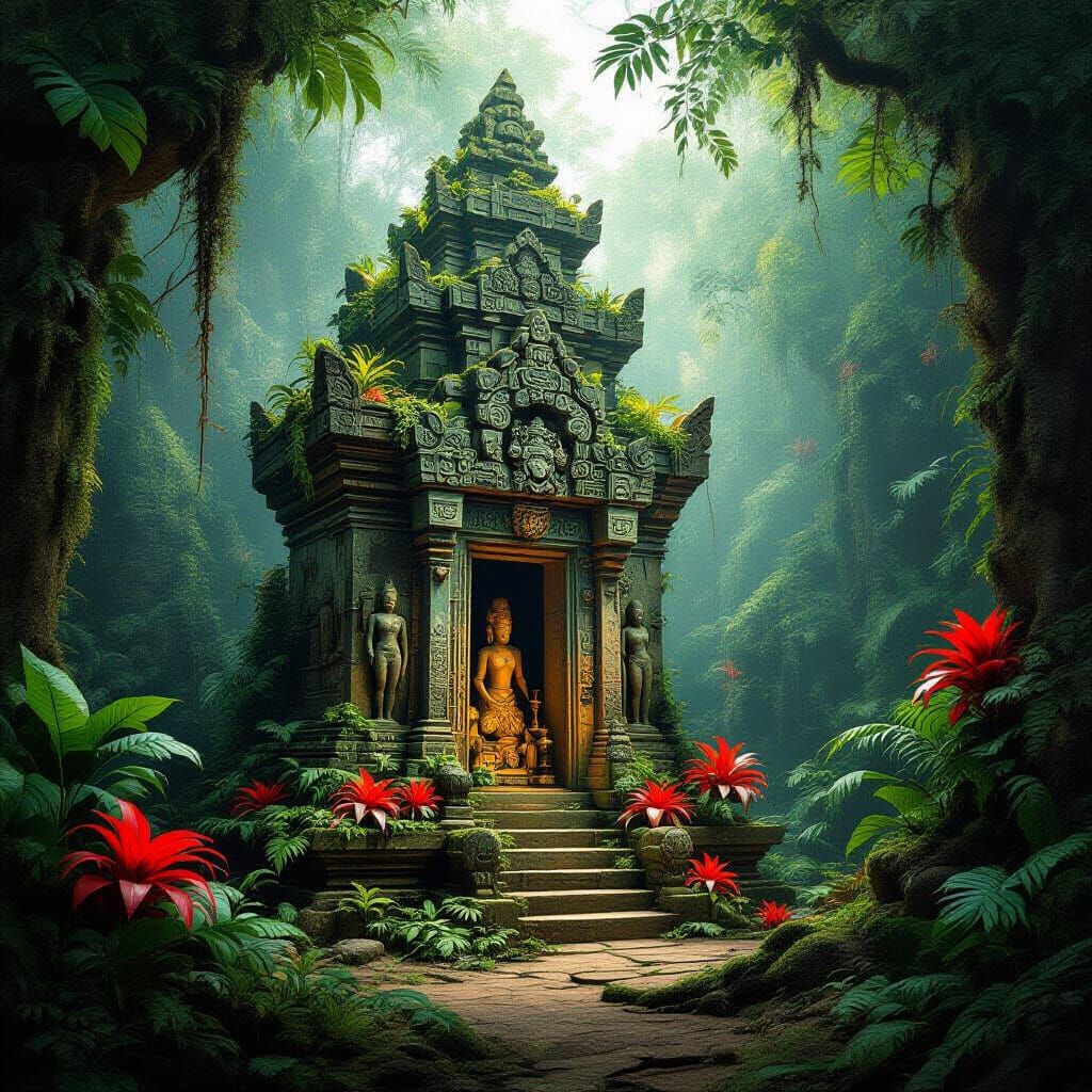 Surreal Jungle Shrine in the Style of Dalí