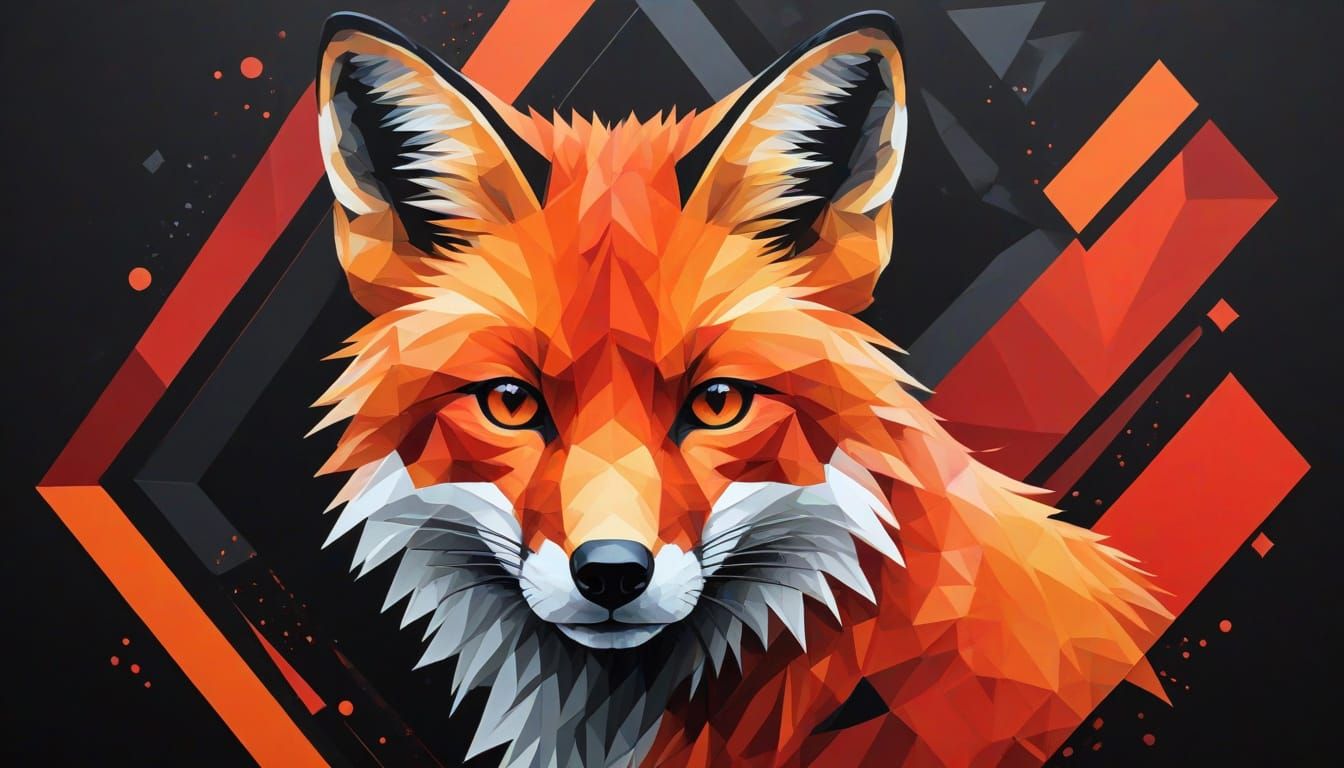 Bold Abstract Fox in Modern Art Style