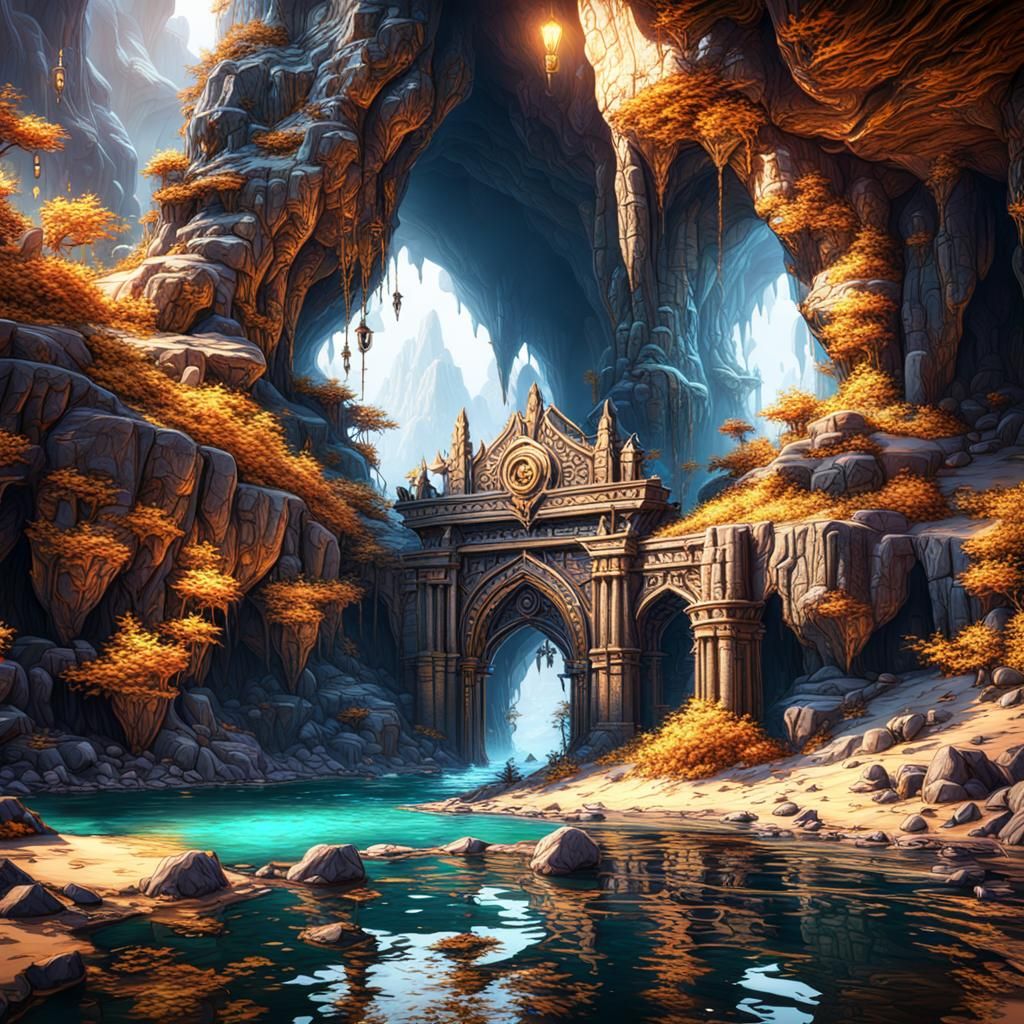 Fantastical Treasure Cave Concept Art