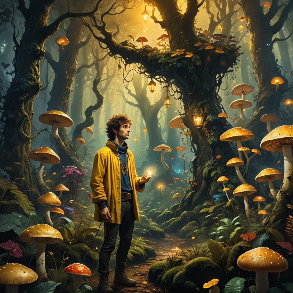 Gustavo Cerati in Mystical Forest: Dark Fantasy Art