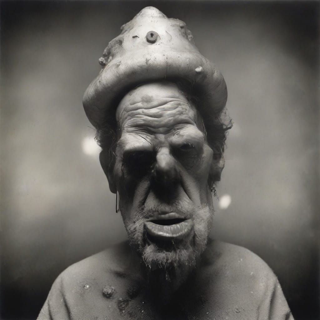 Grotesque Futuristic Figure in Eerie Light