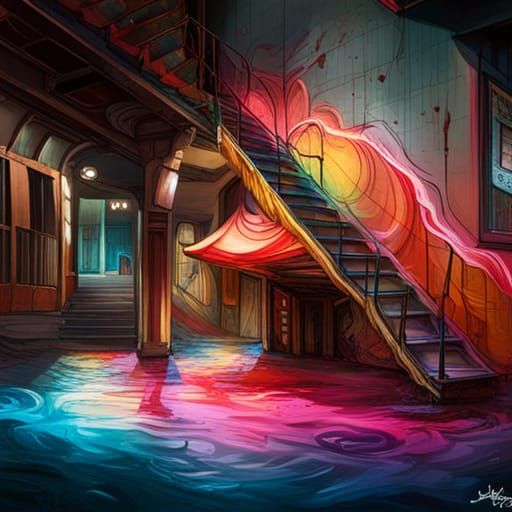 Disney Graffiti Art Staircase in 8k