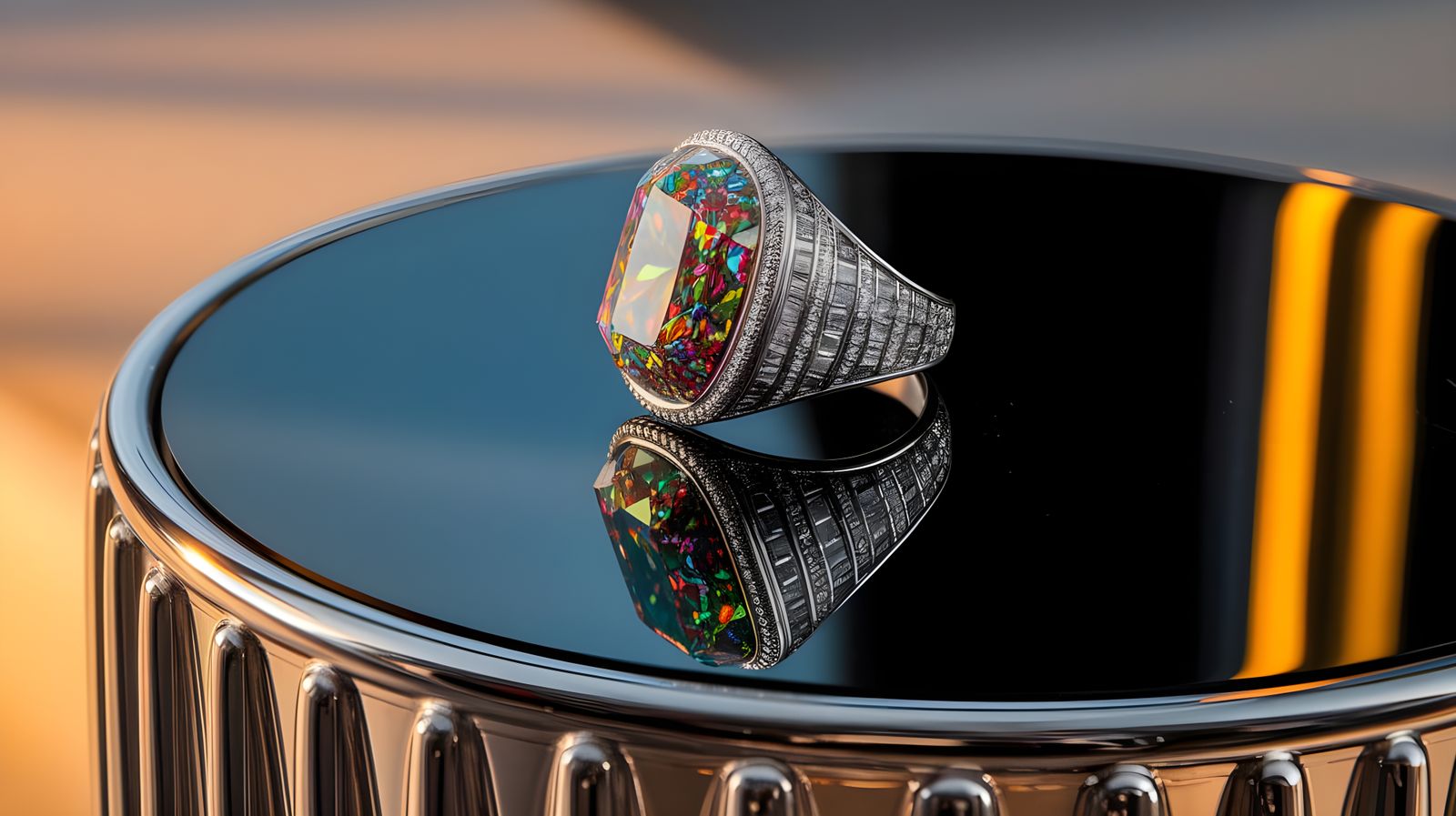 Luxury Platinum Ring with Neon-Colored Diamonds in Stunning ...