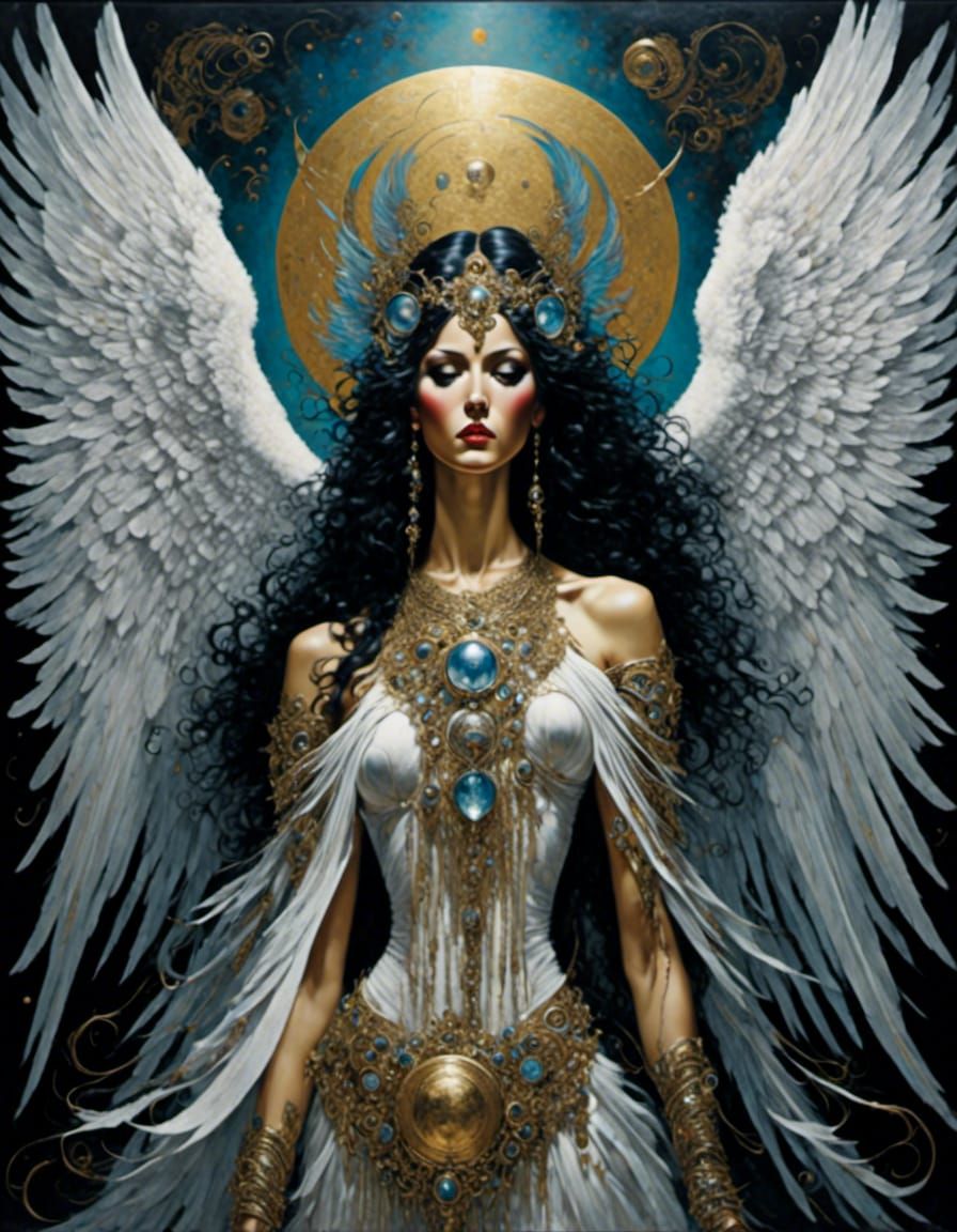 Moonlit Angel in Dark Fantasy Style