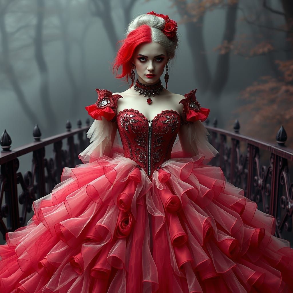 Mystical Goth Woman in Lavish Ball Dress