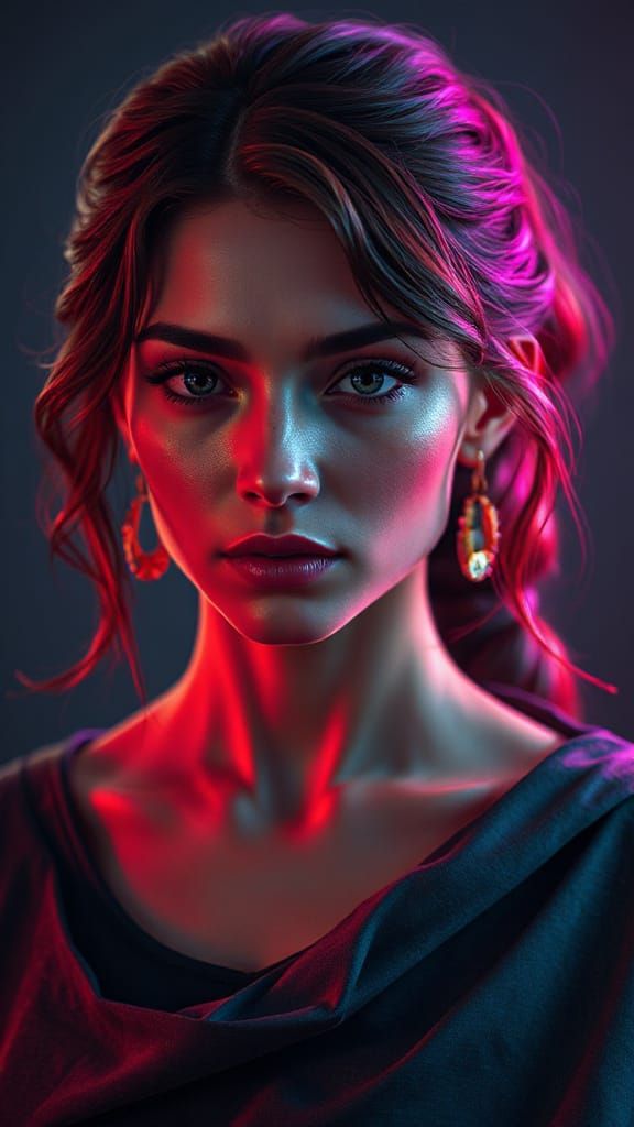 Graceful Woman Portrait in Dynamic Lighting