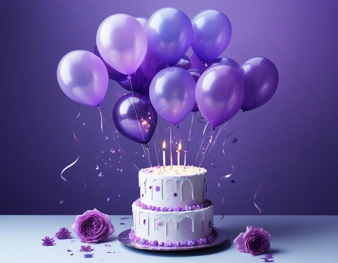 Gothic Happy Birthday Card with Cake and Balloons