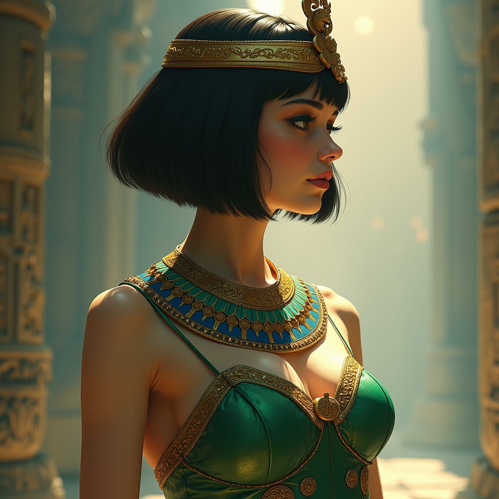 Egyptian Goddess in Hyperrealistic Style