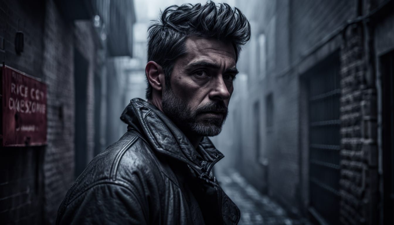 The Barcode Man in Moody, Hyper Realistic Portrait