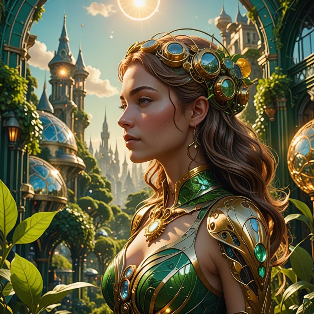 Vibrant Eco-Friendly Cityscape in Solarpunk Style