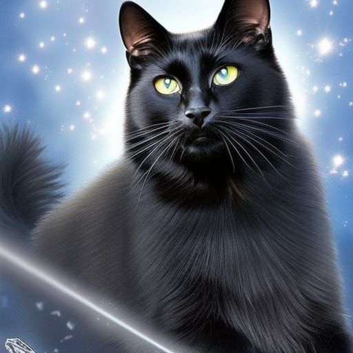 Armored Black Cat in Magical Hyperrealism