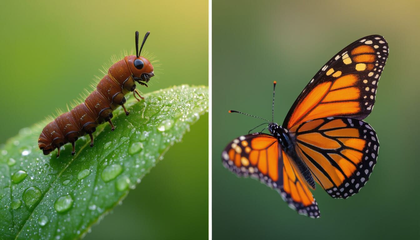 Caterpillar to Butterfly Transformation in Cinematic Style