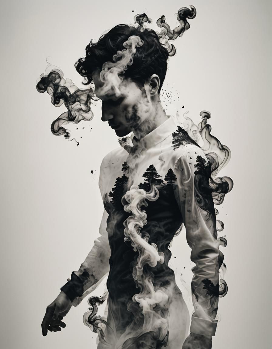 Smoke Silhouette in Double Exposure Style