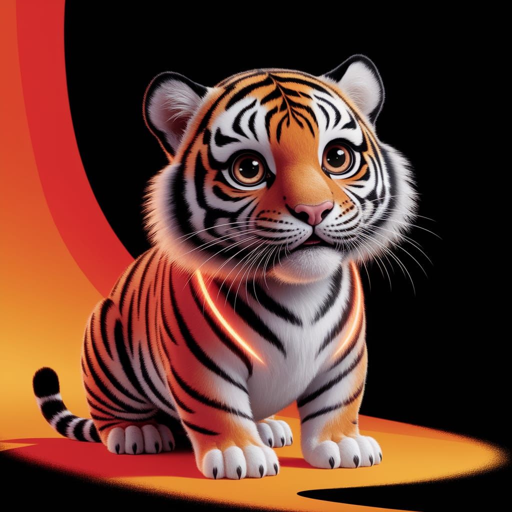 Fantastical Mini Tiger in Vibrant Orange and Black