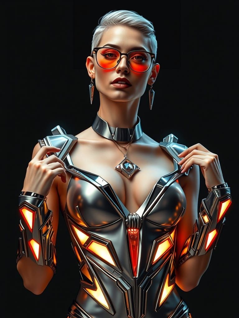 Sci-Fi woman:
Outfit: Futuristic designs with metallic materials, structured shapes, and LED accents.
Accessories: Geome...