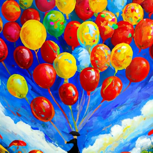 Colorful Balloons in Neo-Impressionist Oil Painting