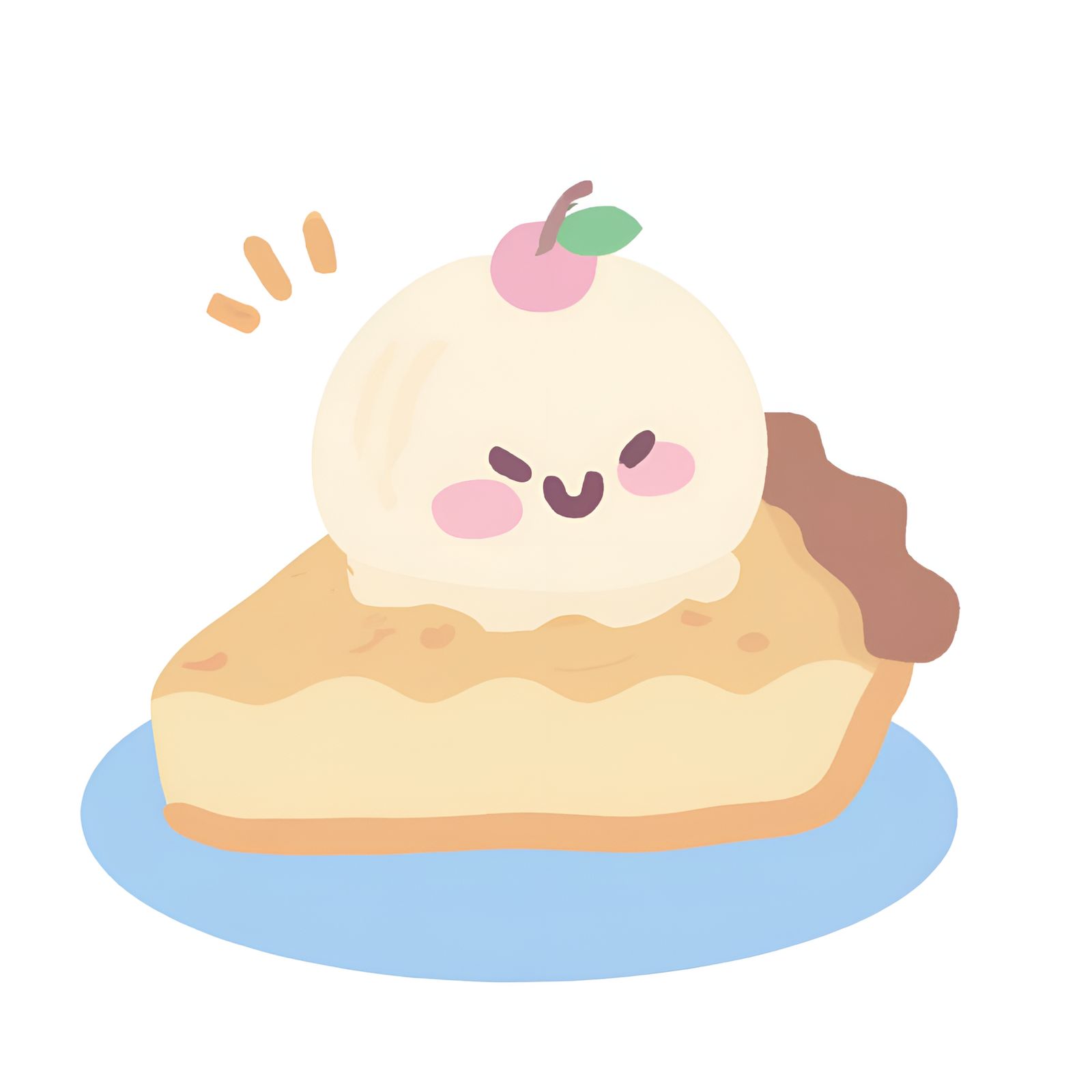 Delicious Kawaii Slice Of Pie A La Mode With A Cherry On Top