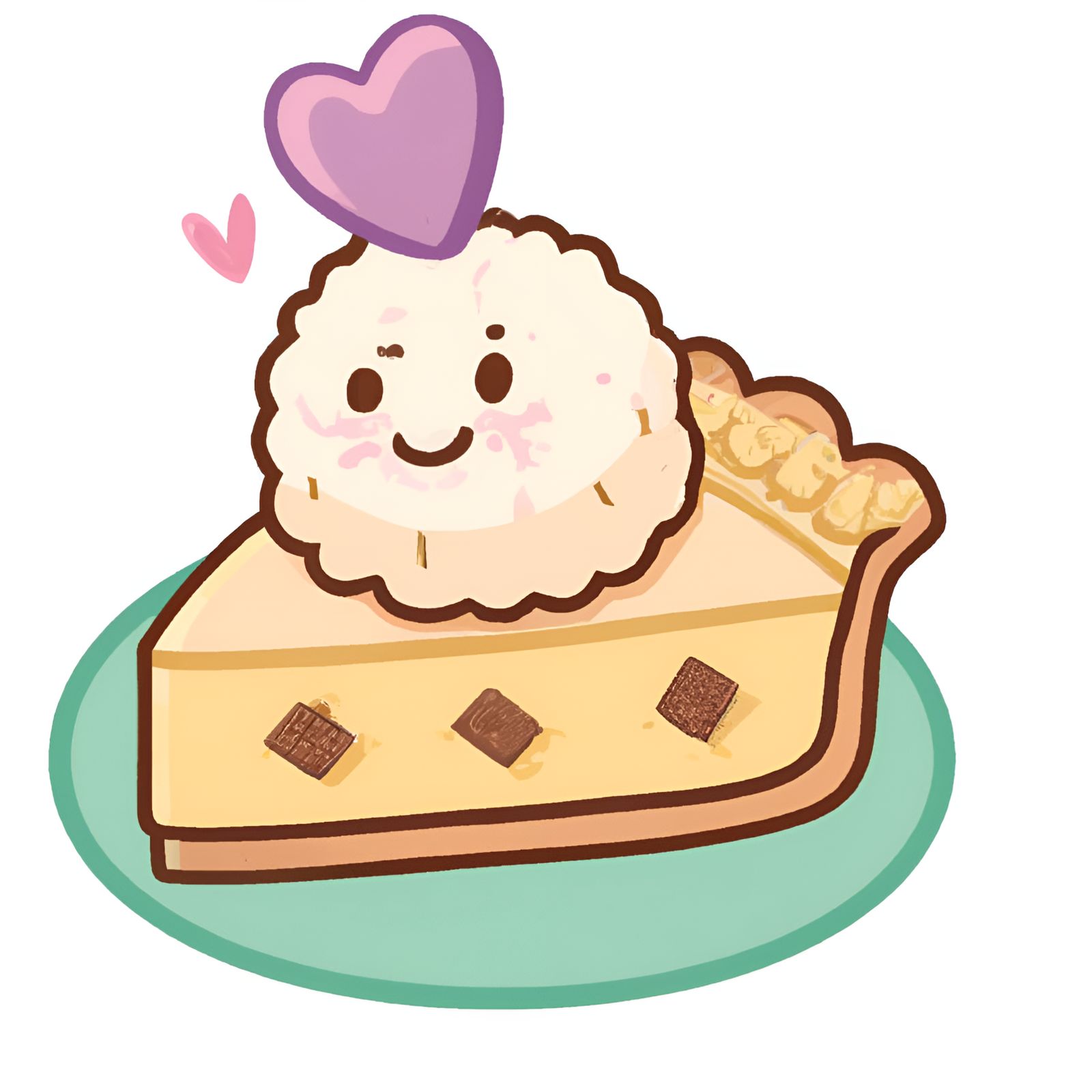 Delicious Kawaii Slice Of Pie A La Mode With A Candy Heart On Top