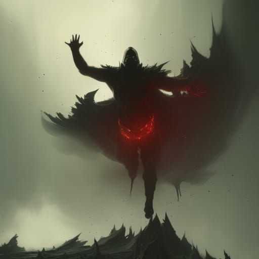 Man Falling into Void: Dark Fantasy Concept Art