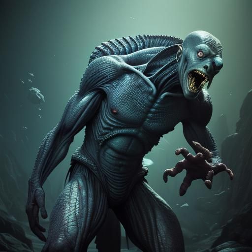 Lovecraftian Deep Ones with Translucent Skin