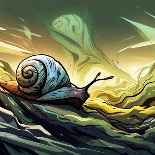 Snail Races to Finish Line in Abstract Anime Art