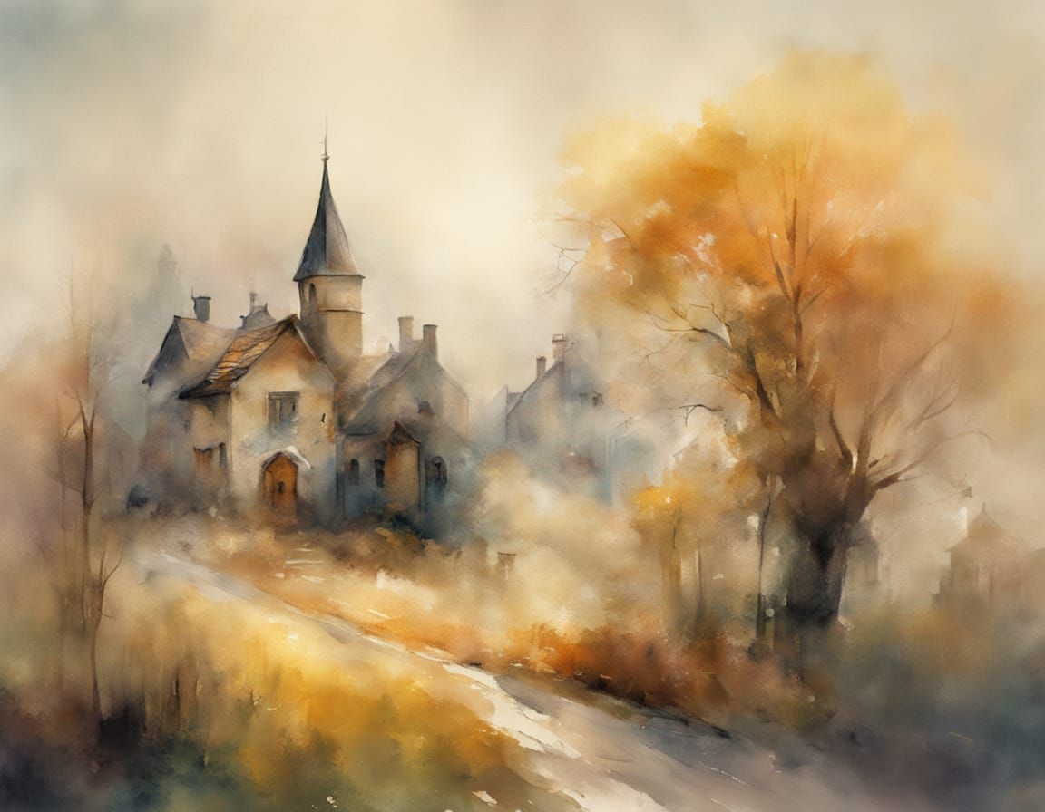 Dreamlike Whimsy in Watercolor Impressionism