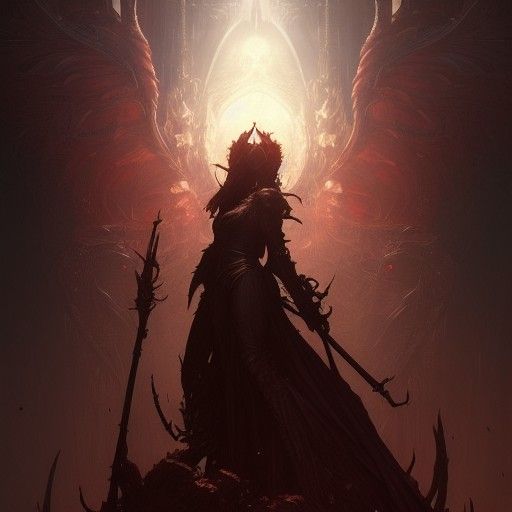 Belial Dark Fantasy Art in Art Nouveau Style