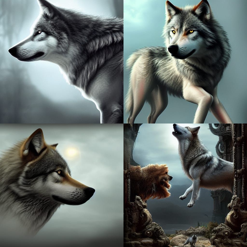 Epic Dog-Wolf Hybrid in Digital Matte Painting