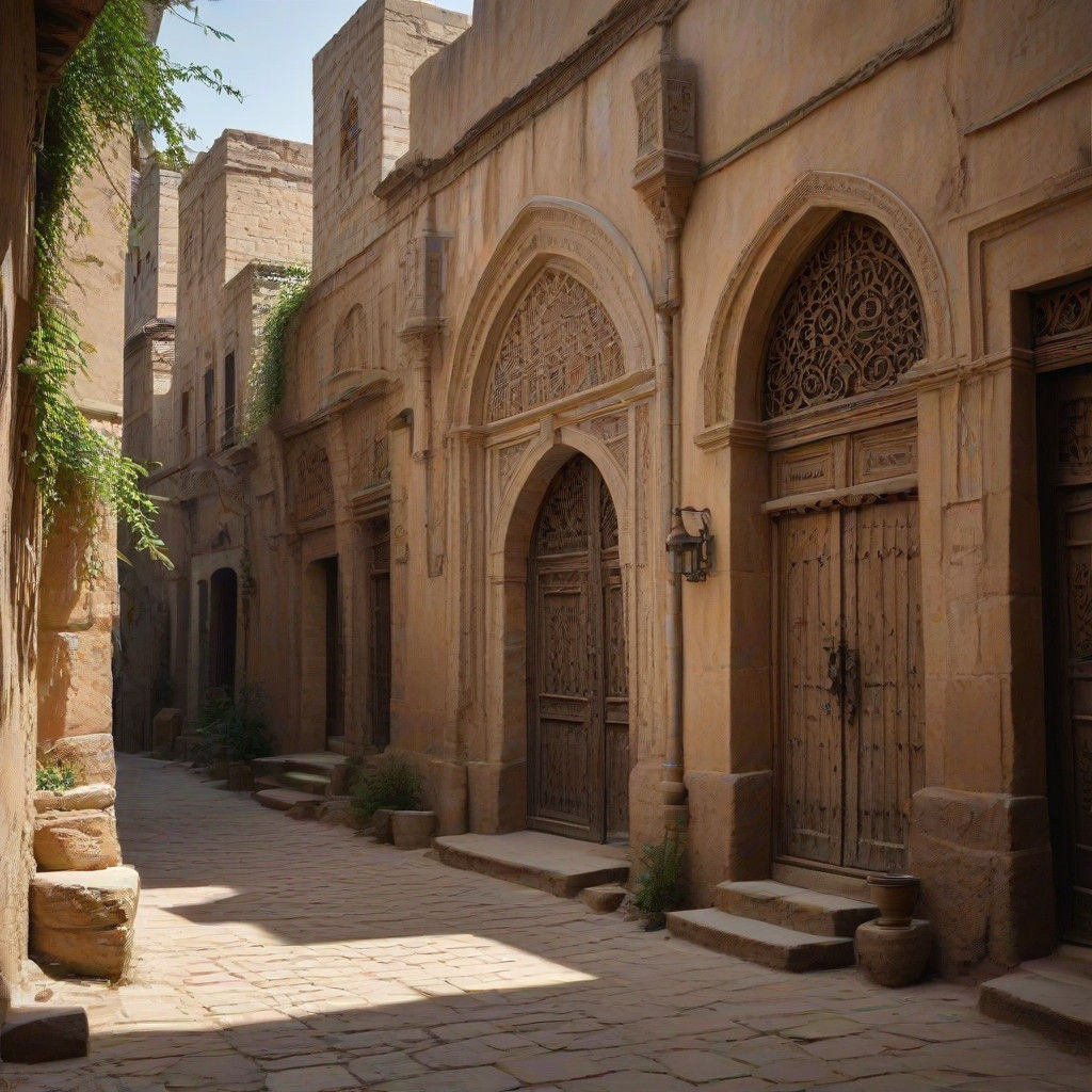 Ancient Yemeni Cityscape in Earthy Tones