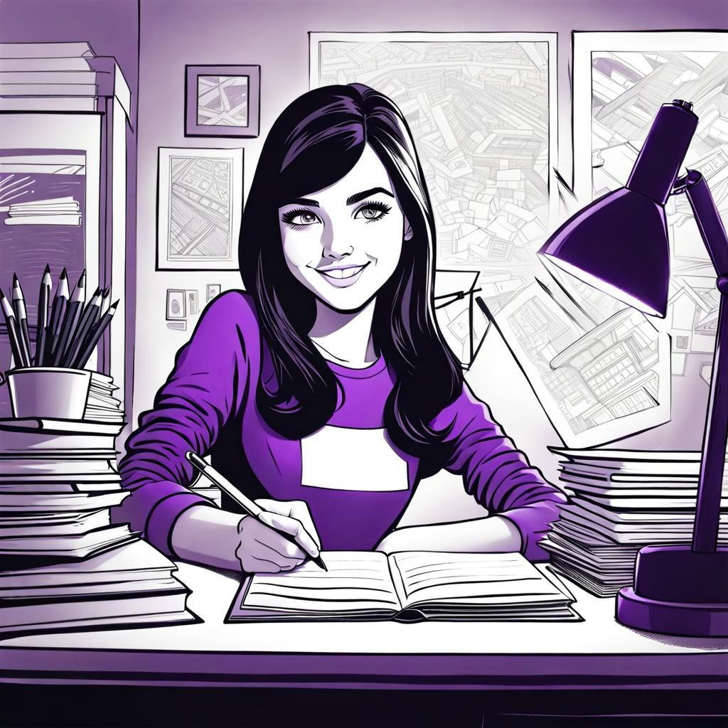 Brunette Teenager Portrait in Comic Art Style