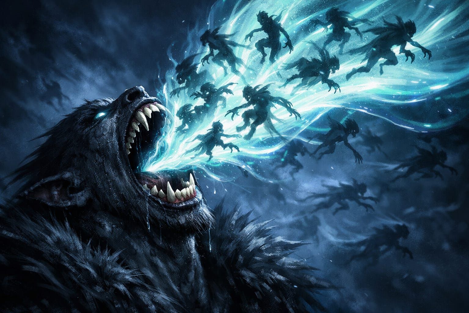 Surreal Dream Harvest: Feral Creature Exhaling Luminous Drea...