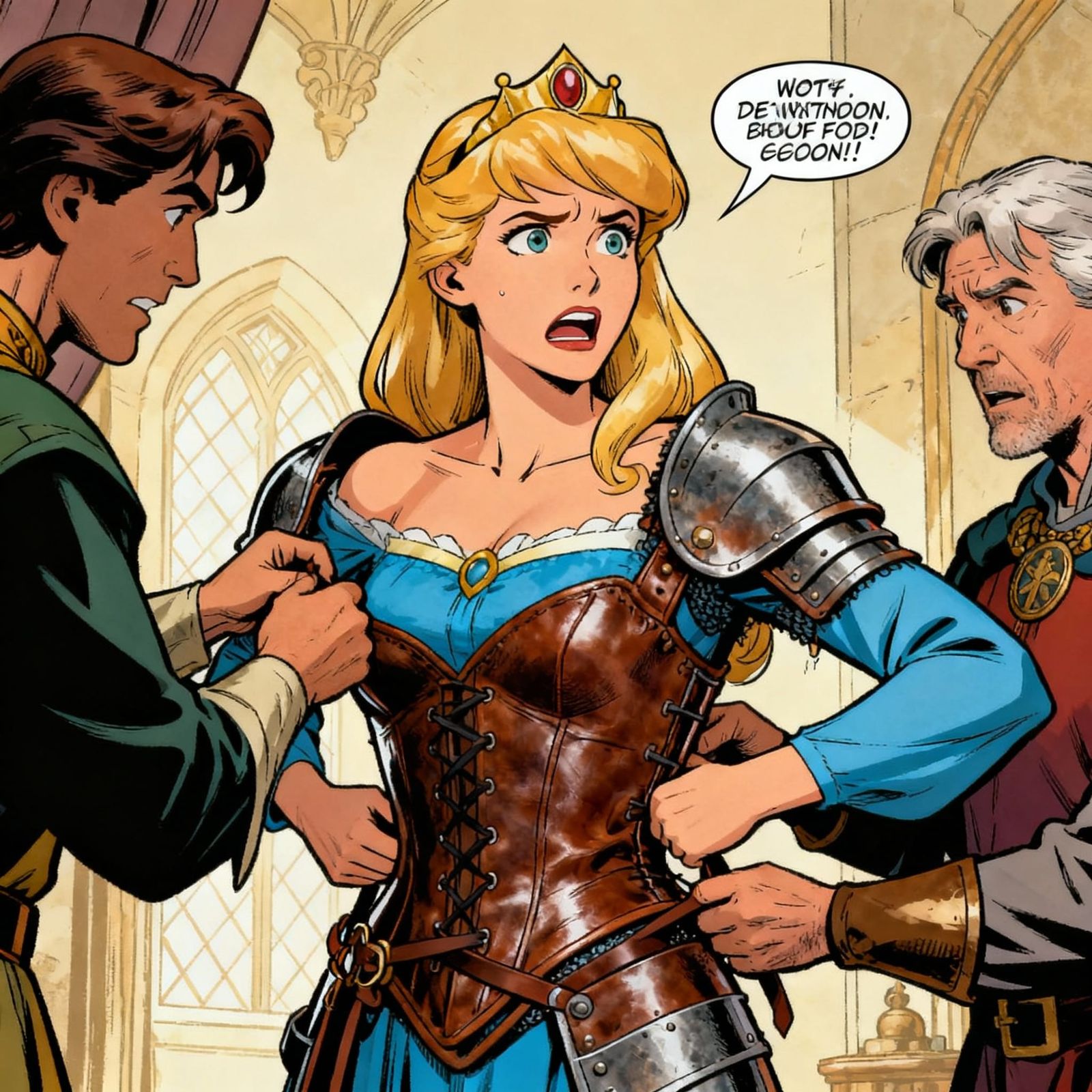 Humorous Princess Struggles With Tight Leather Armor