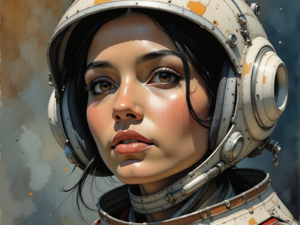 European-Indian Woman Spaceship Pilot