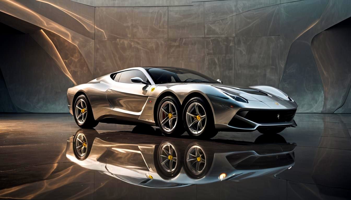 Surreal Electric Ferrari Concept Car in Automotive Photograp...