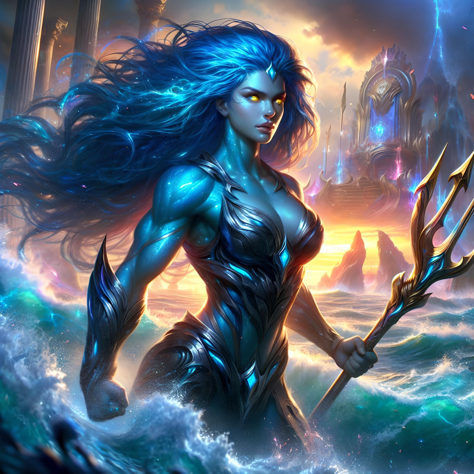 Sparkling Azure Warrior Queen of the Ocean Empire