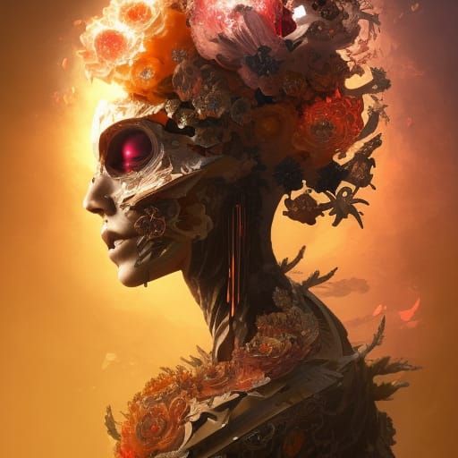 Dark Fantasy Warrior in Ornate Armor, Digital Illustration