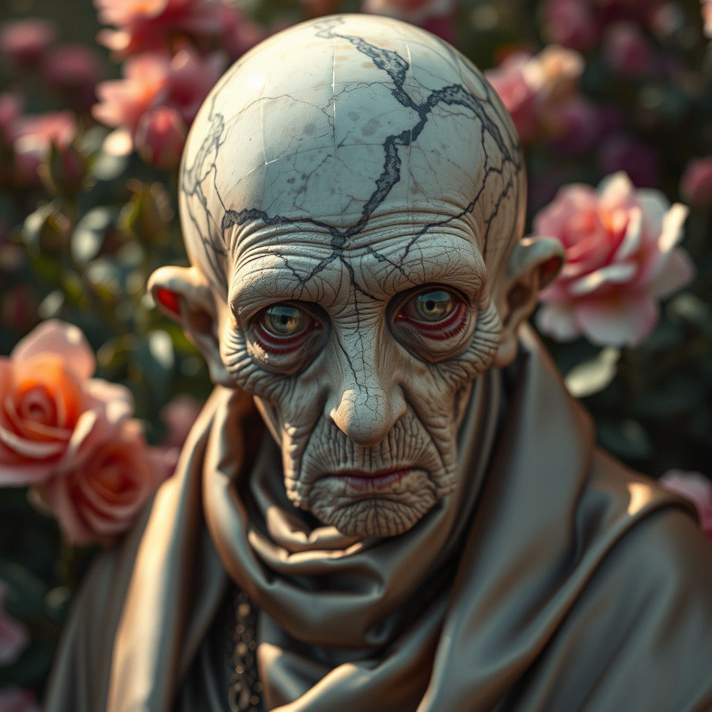 Surreal Renaissance Figure with Reflective Eyes